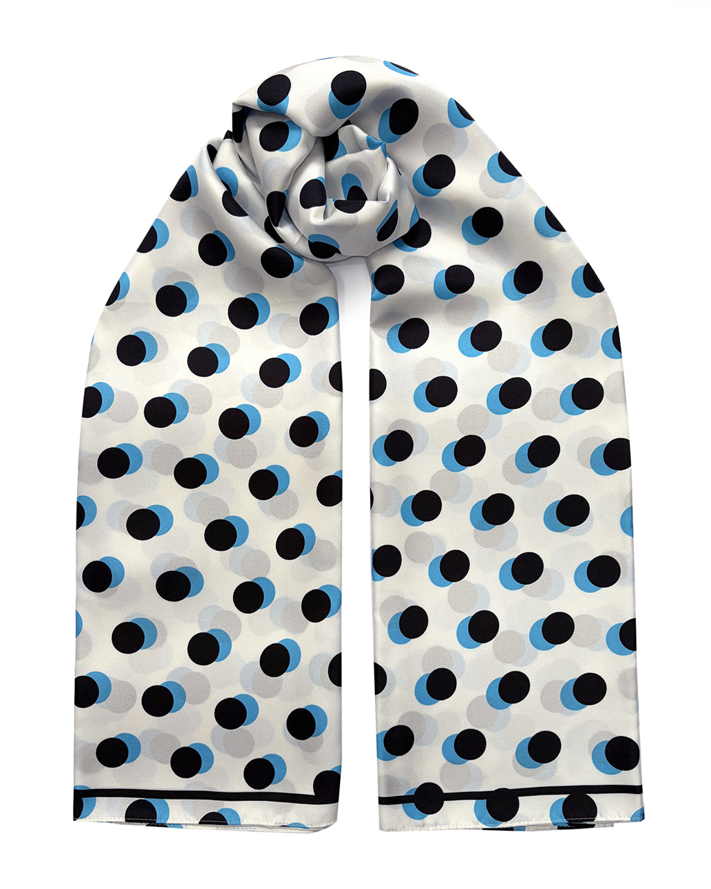 Oversized Polka Dot Silk Scarf White