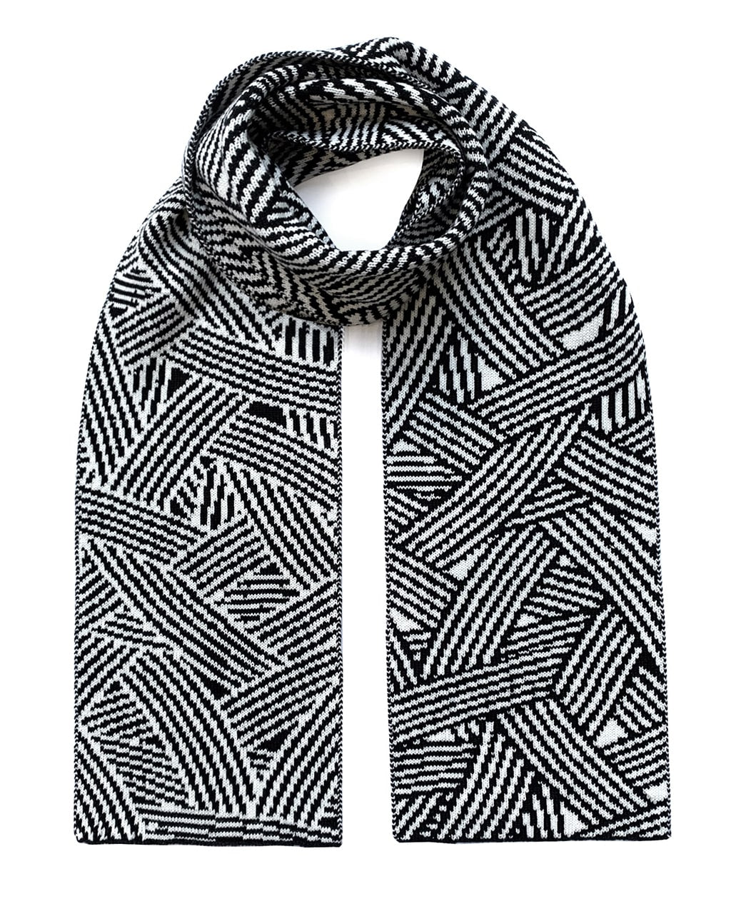 Geometric Striped Wool & Cashmere Scarf