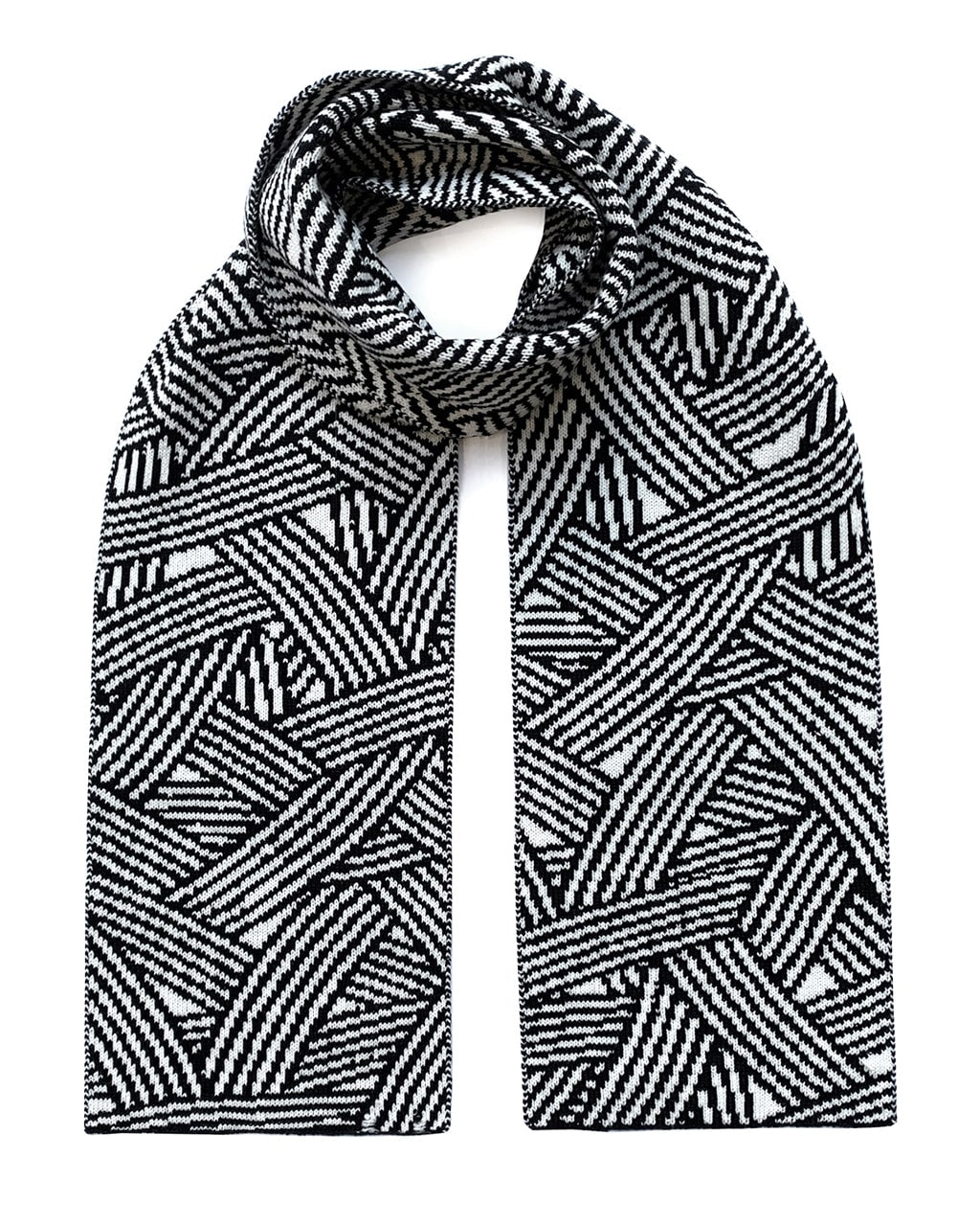 Geometric Striped Wool & Cashmere Scarf