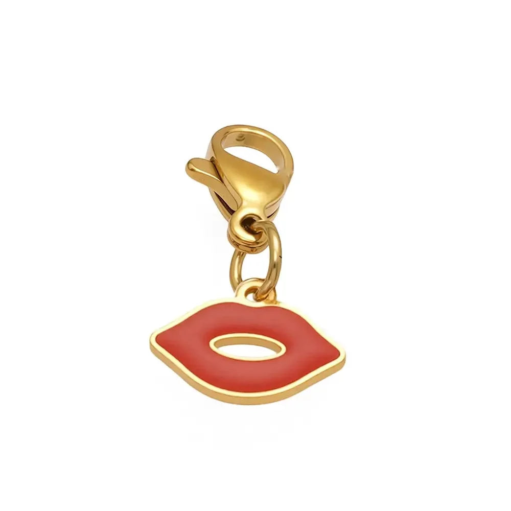 Pendentif lèvres en acier inoxydable doré